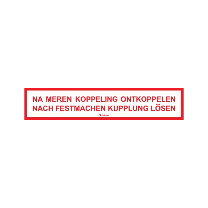 Sticker Tekst Na meren koppeling ontkoppelen 150 x 30 mm